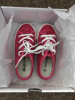 Weissman Kids' Pink Sequin Lace-Up Shoes